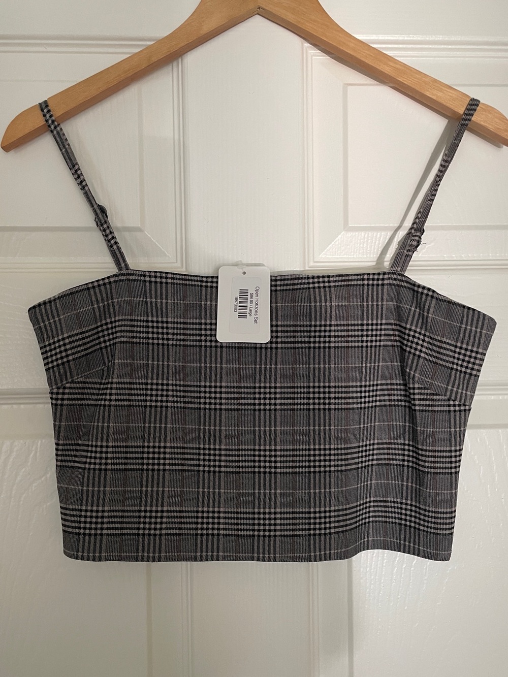 🩶 Plaid Square Neck Crop Top with Spaghetti Straps 🩶